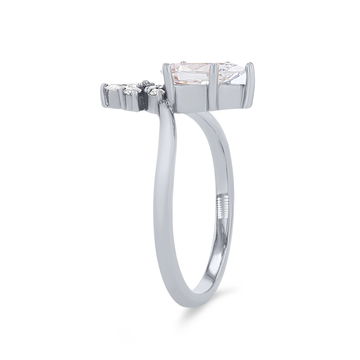 Contour Marquise and Round Diamond Engagement Setting In White Gold 14K