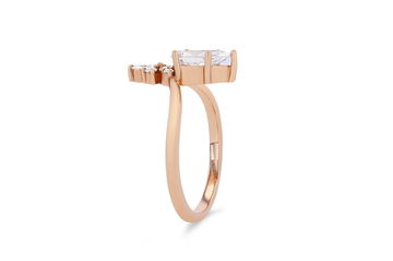 Contour Marquise and Round Diamond Engagement Setting In White Gold 14K