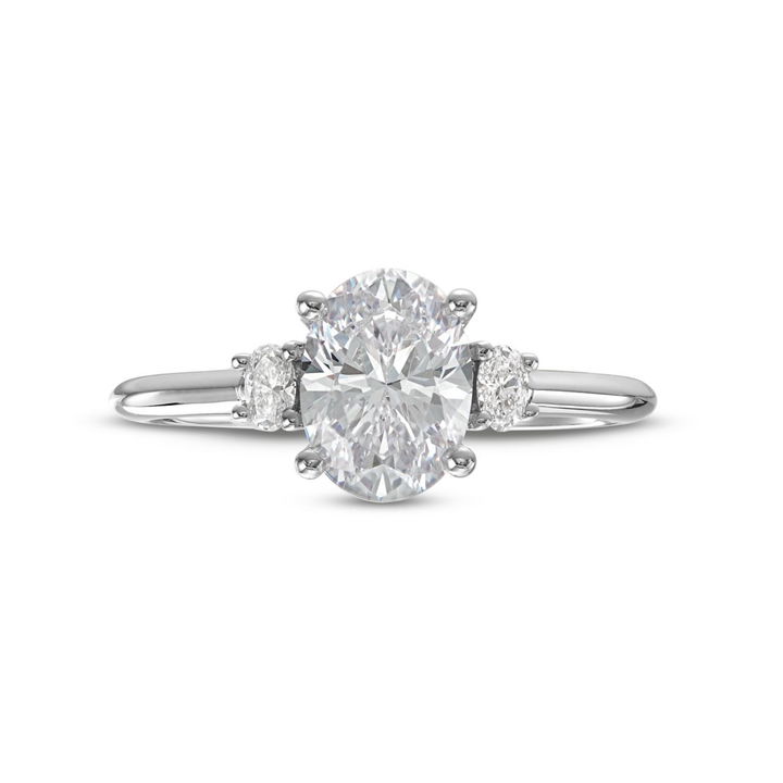 White Gold 14K Three Stone Oval Diamond Engagement Setting