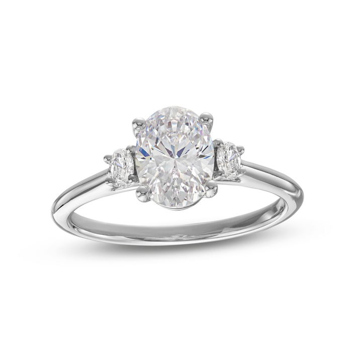 White Gold 14K Three Stone Oval Diamond Engagement Setting