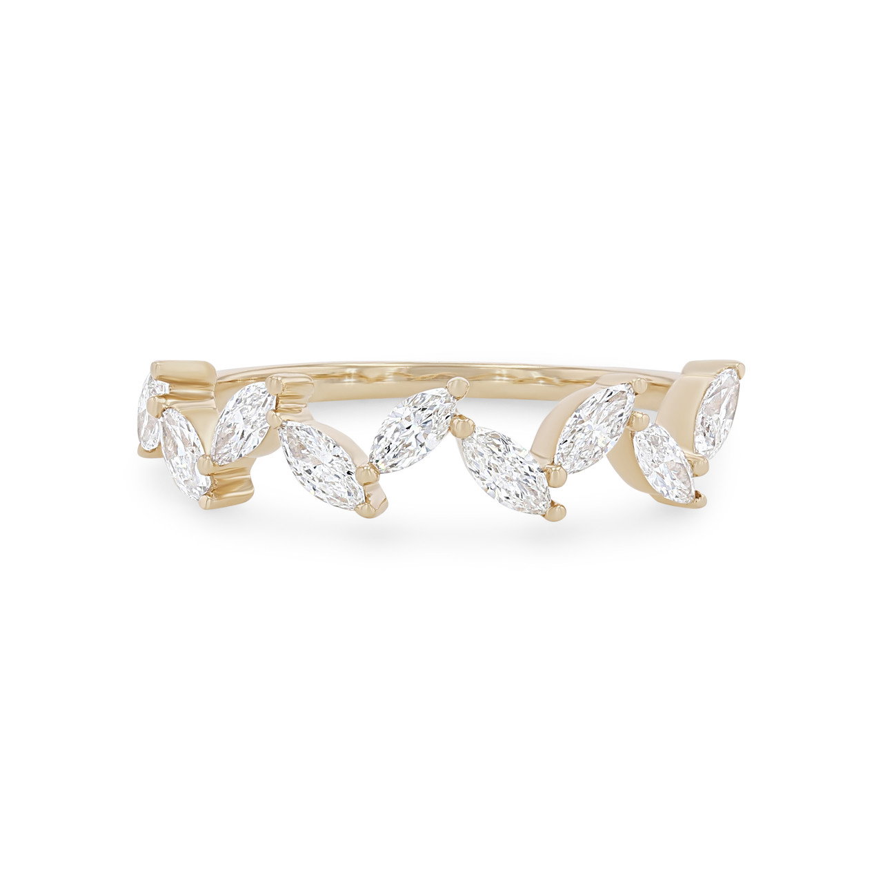 Floral Marquise Diamond Wedding Band 0