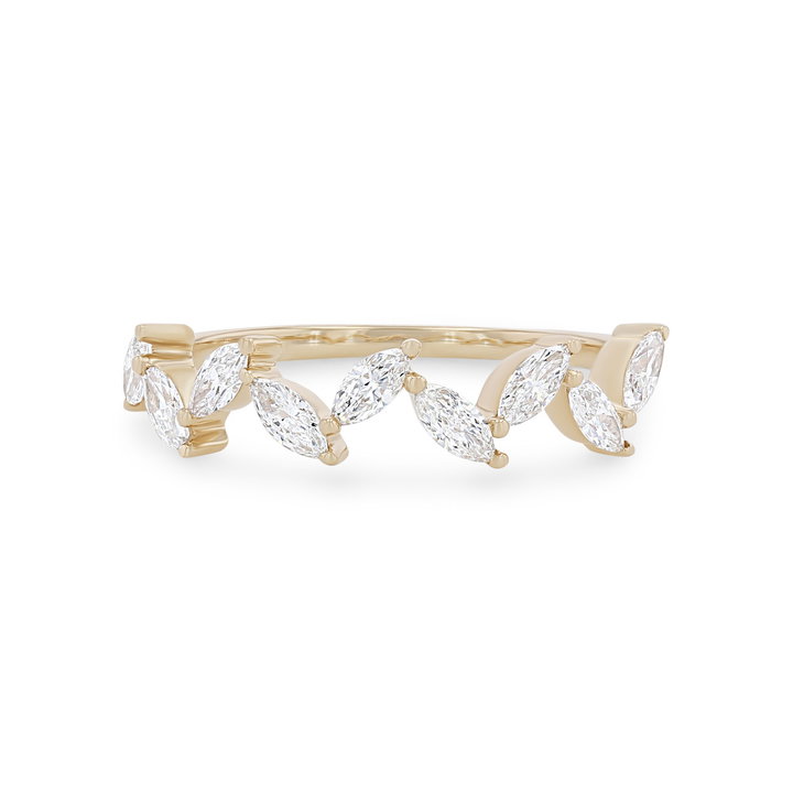Floral Marquise Diamond Wedding Band In White Gold 14K