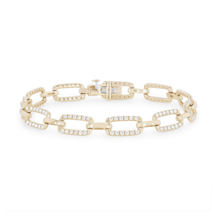 Chain Link Diamond Bracelet In Yellow Gold 14K