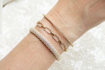 Chain Link Diamond Bracelet In Yellow Gold 14K