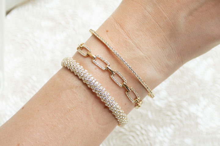 Chain Link Diamond Bracelet In Yellow Gold 14K