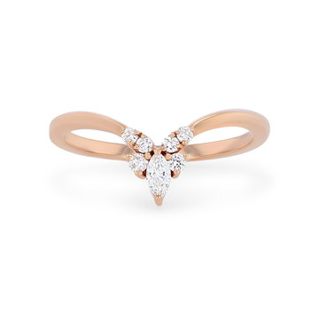 Contour Marquise and Round Diamond Wedding Band In White Gold 14K