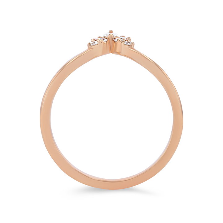 Contour Marquise and Round Diamond Wedding Band In White Gold 14K