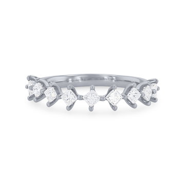 Kite Prong Princess Diamond Wedding Band In White Gold 14K