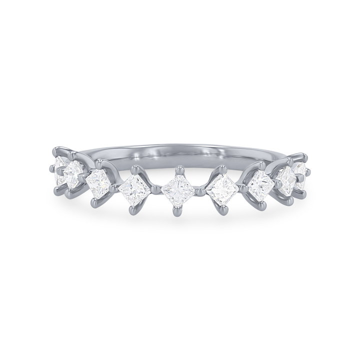 Kite Prong Princess Diamond Wedding Band In White Gold 14K