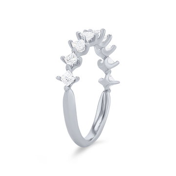 Kite Prong Princess Diamond Wedding Band In White Gold 14K