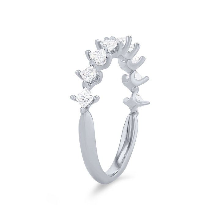 Kite Prong Princess Diamond Wedding Band In White Gold 14K