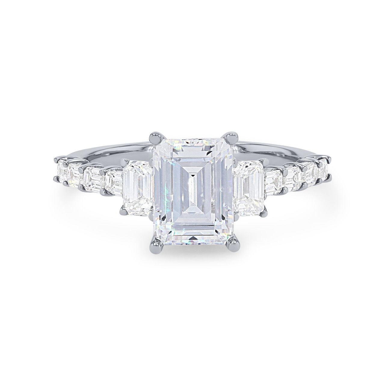 Three Stone Emerald Diamond Baguette Engagement Setting