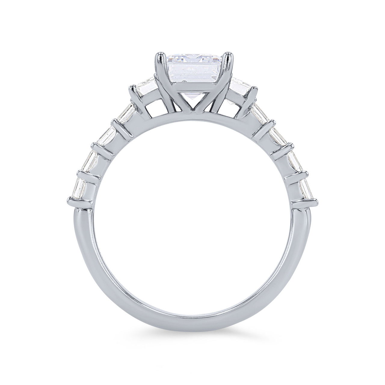 Three Stone Emerald Diamond Baguette Engagement Setting