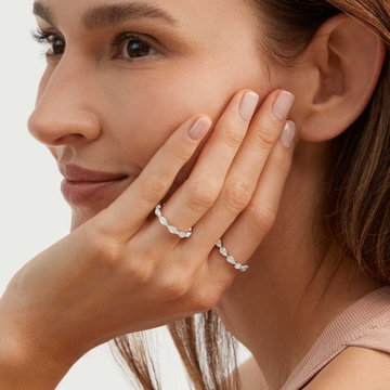 Marquise Diamond Wedding Band In White Gold 14K