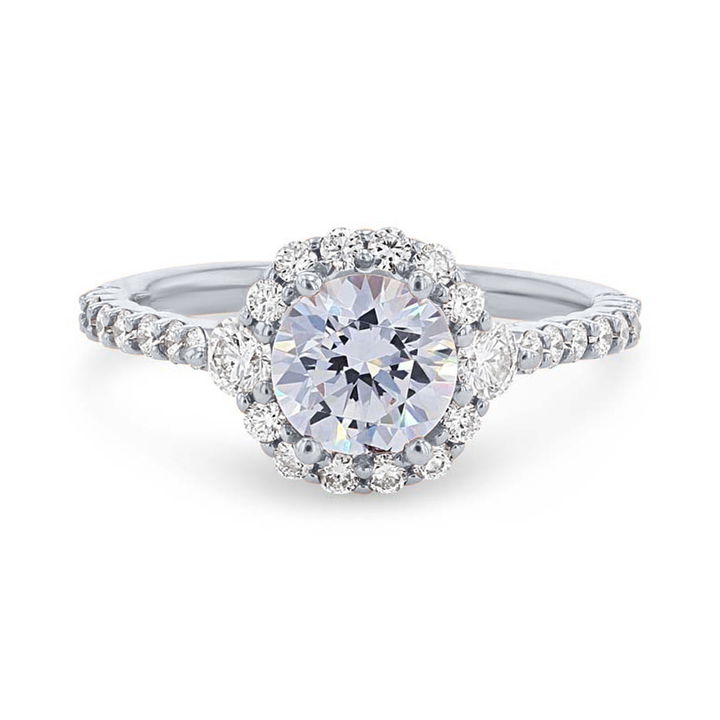 Platinum Round Halo Engagement Setting