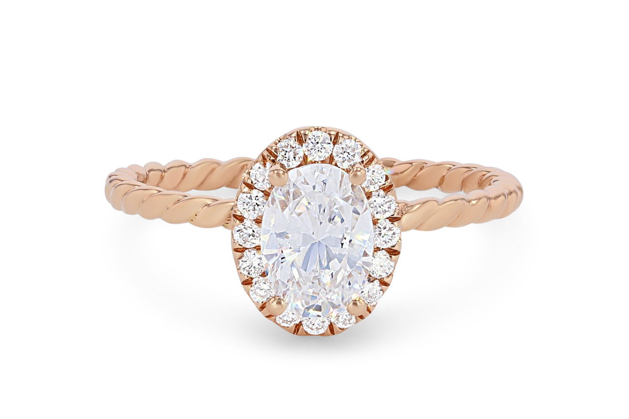 Oval Halo Solitaire Rope Engagement Setting