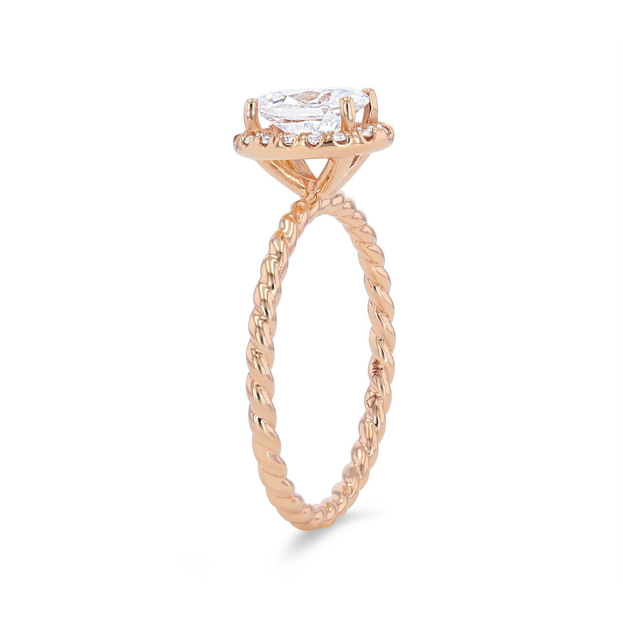 Oval Halo Solitaire Rope Engagement Setting