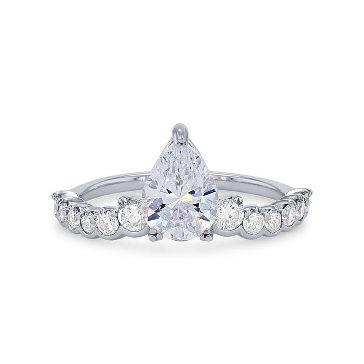 White Gold 14K Graduated Diamond Tiara Engagement Setting