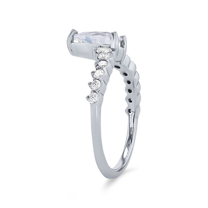 White Gold 14K Graduated Diamond Tiara Engagement Setting