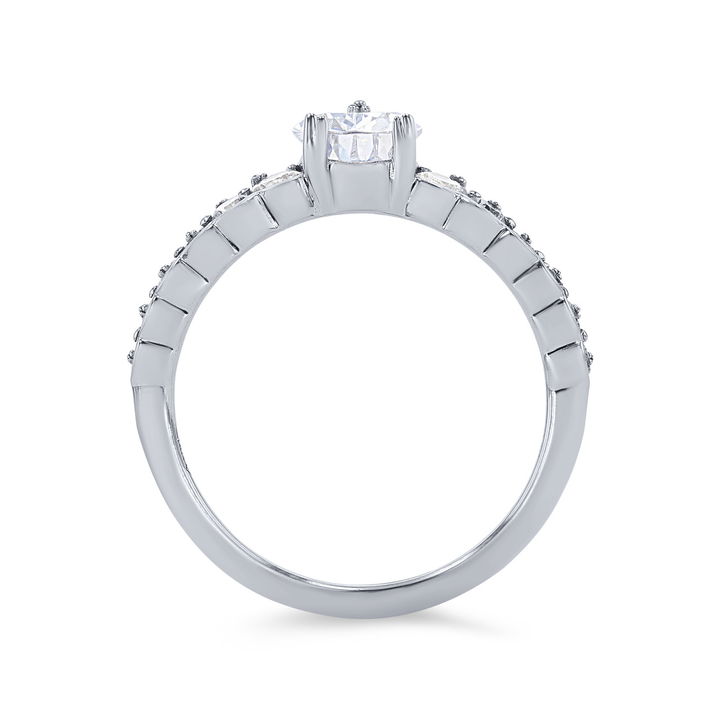 White Gold 14K Graduated Diamond Tiara Engagement Setting