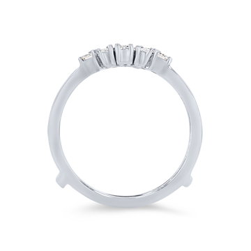 Contour Baguette and Round Diamond Ring Guard In White Gold 14K