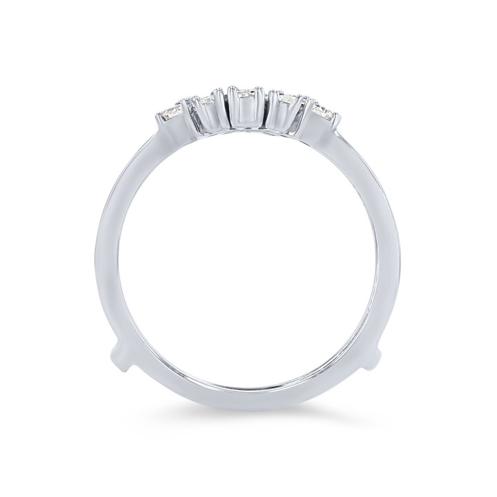 Contour Baguette and Round Diamond Ring Guard In White Gold 14K