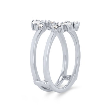 Contour Baguette and Round Diamond Ring Guard In White Gold 14K