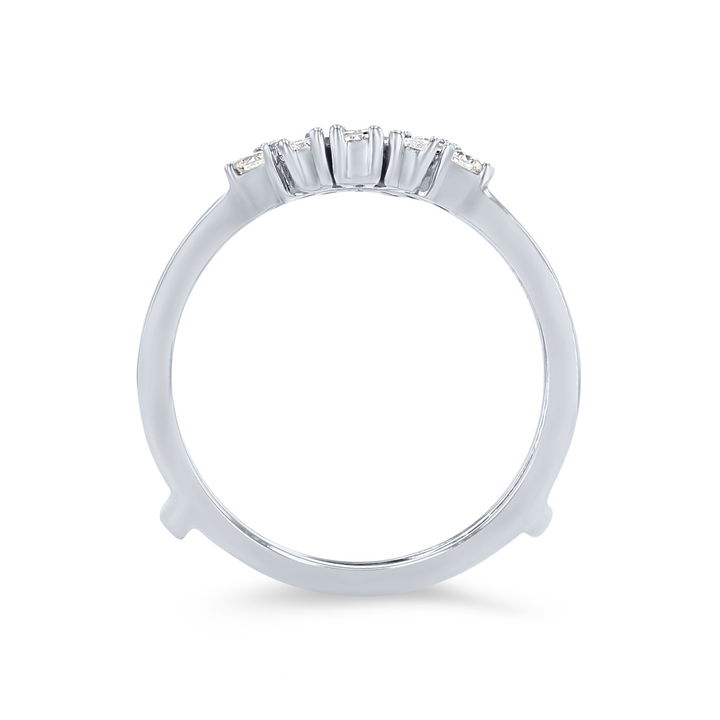 White Gold 14K True Romance Contour Baguette and Round Diamond Ring Guard