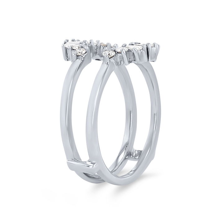 White Gold 14K True Romance Contour Baguette and Round Diamond Ring Guard