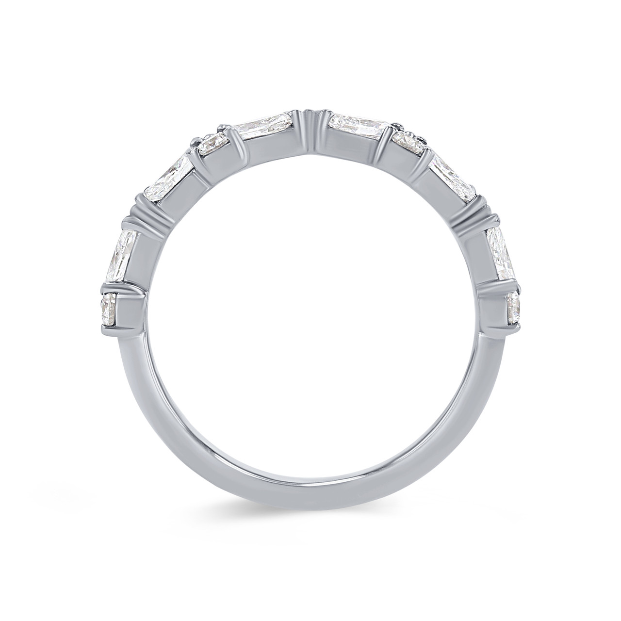 Floral Alternating Marquise and Round Wedding Band