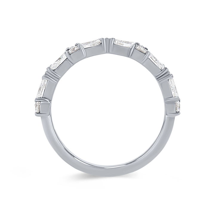 Platinum Floral Alternating Marquise and Round Wedding Band