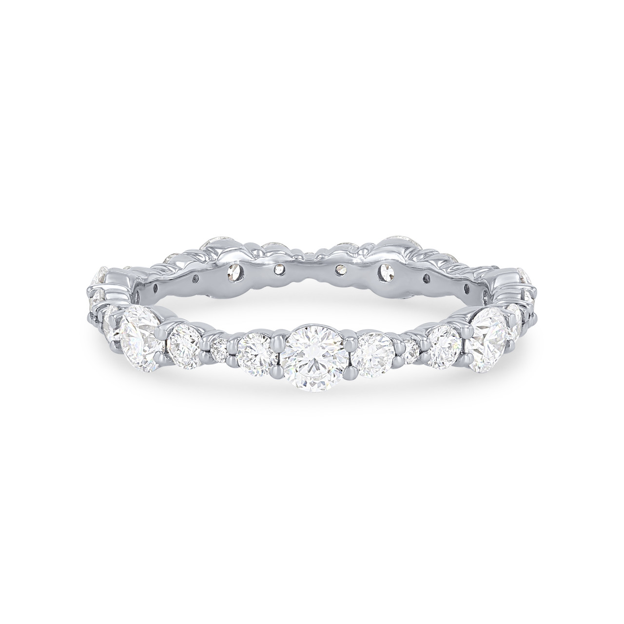 Graduated Round Diamond Eternity Wedding Band 0