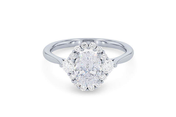Platinum Oval Halo Solitaire Engagement Setting