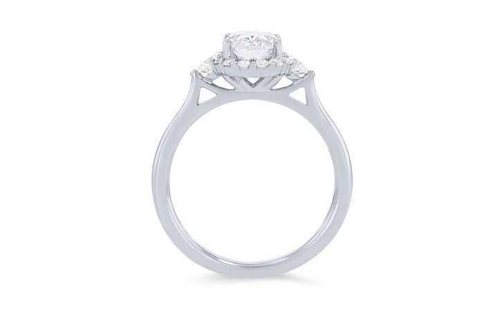 Platinum Oval Halo Solitaire Engagement Setting