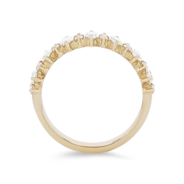 Alternating Vertical Marquise and Round Diamond Wedding Band In White Gold 14K