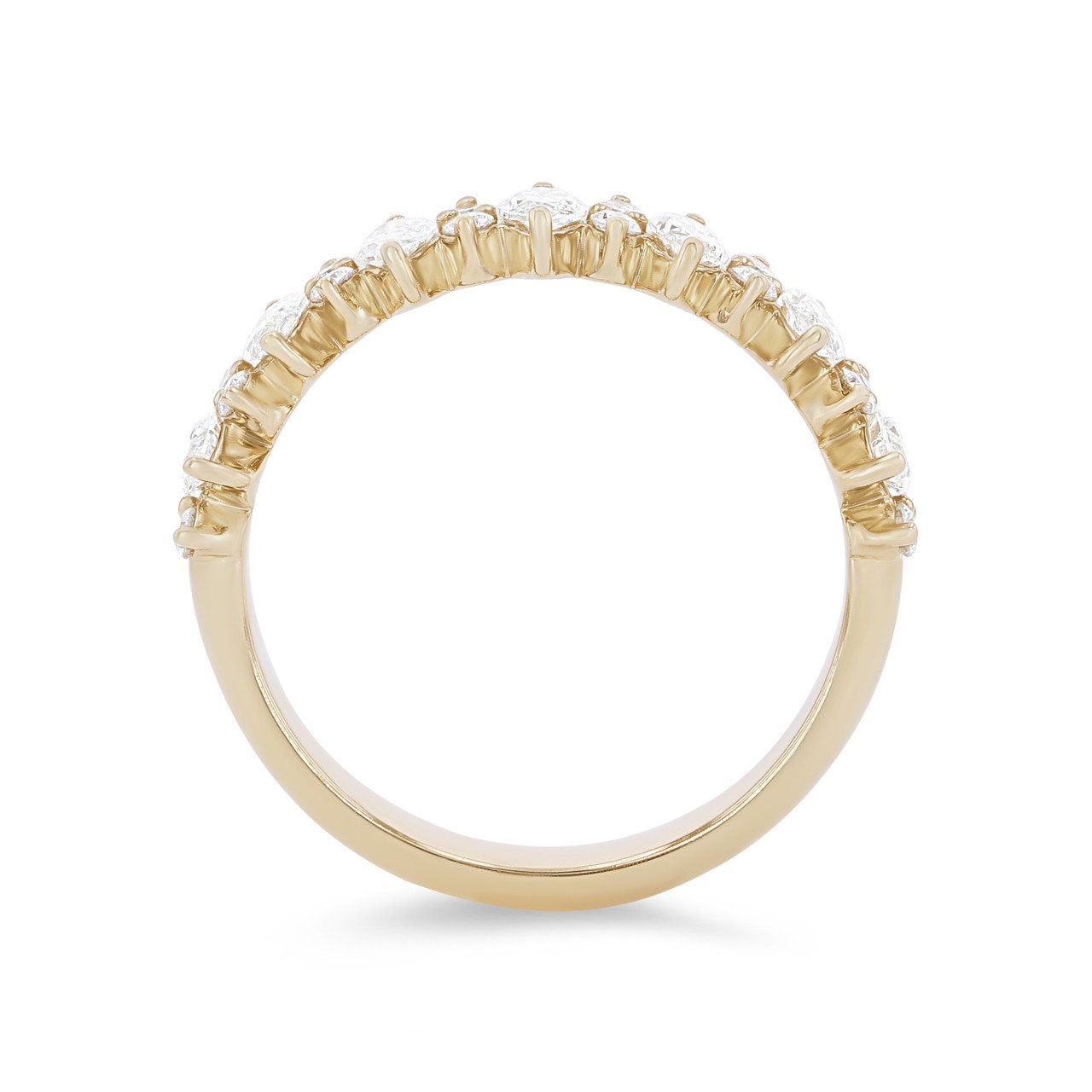 Alternating Vertical Marquise and Round Diamond Wedding Band