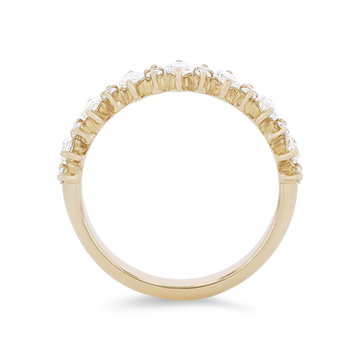 Alternating Vertical Marquise and Round Diamond Wedding Band In White Gold 14K
