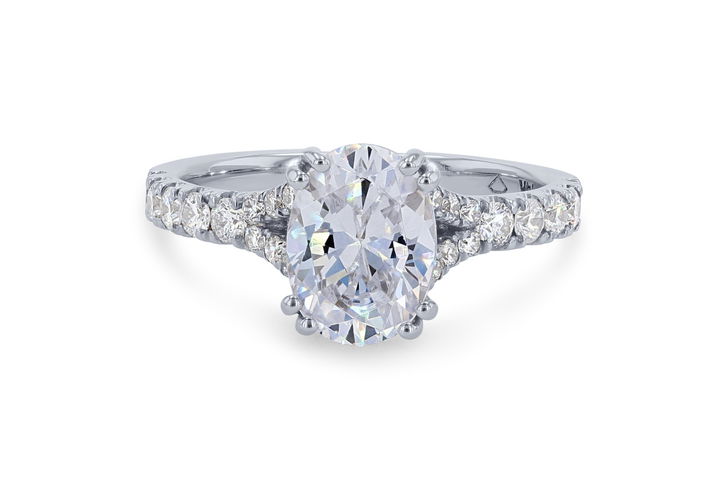 Platinum Split Double Prong Diamond Engagement Setting