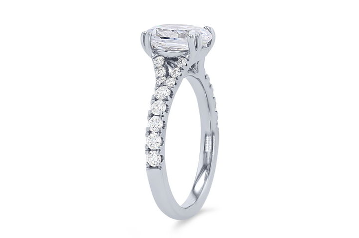 Platinum Split Double Prong Diamond Engagement Setting