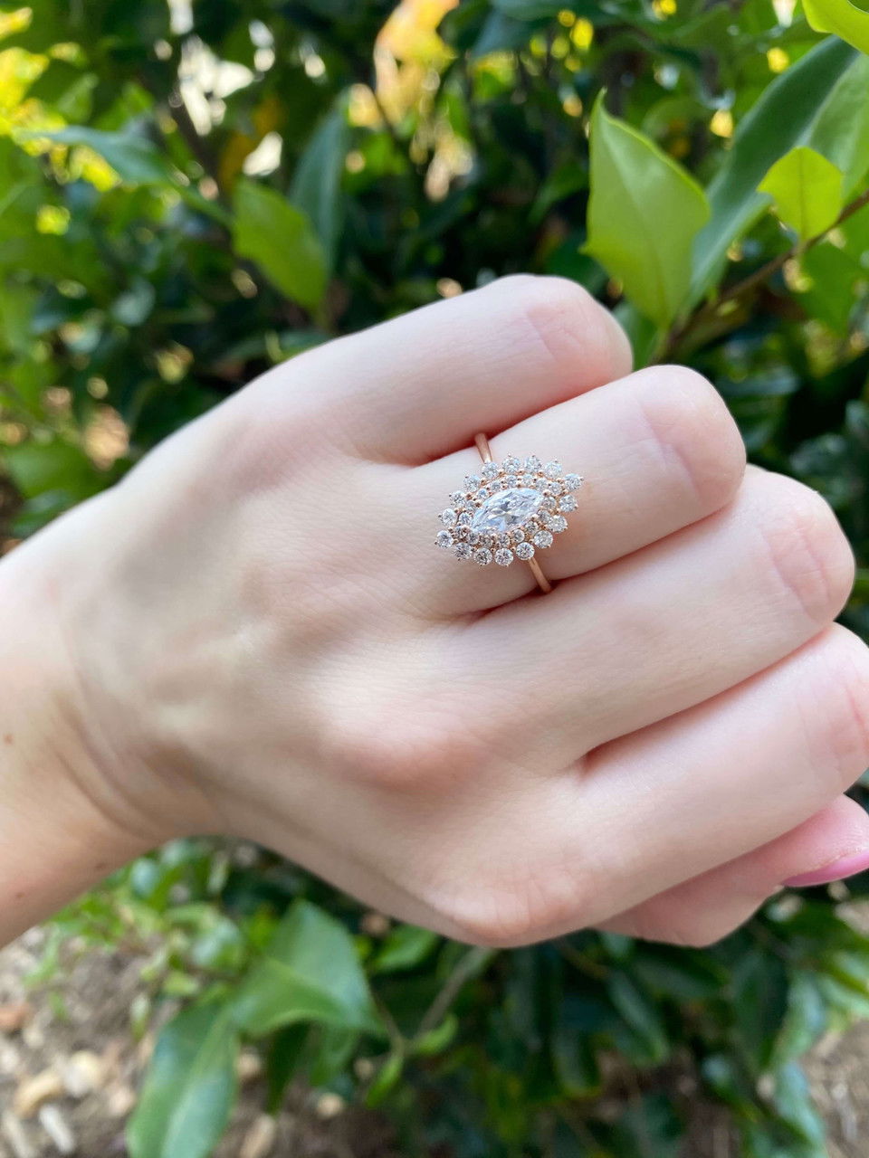 Marquise Double Halo Engagement Setting