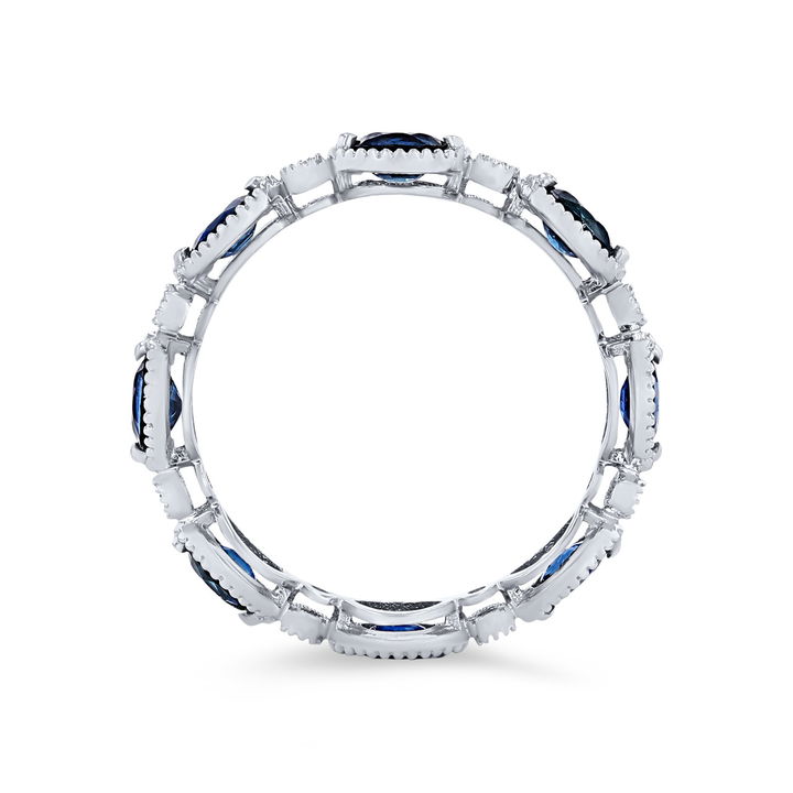 White Gold 14K Oval Sapphire and Diamond Eternity Band