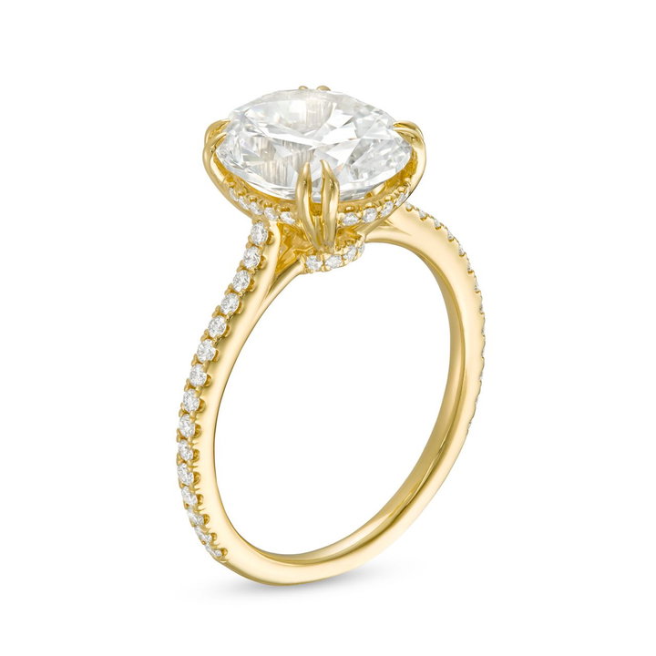 Cathedral Double Prong Engagement Setting by C. Gonshor In Yellow Gold 14K