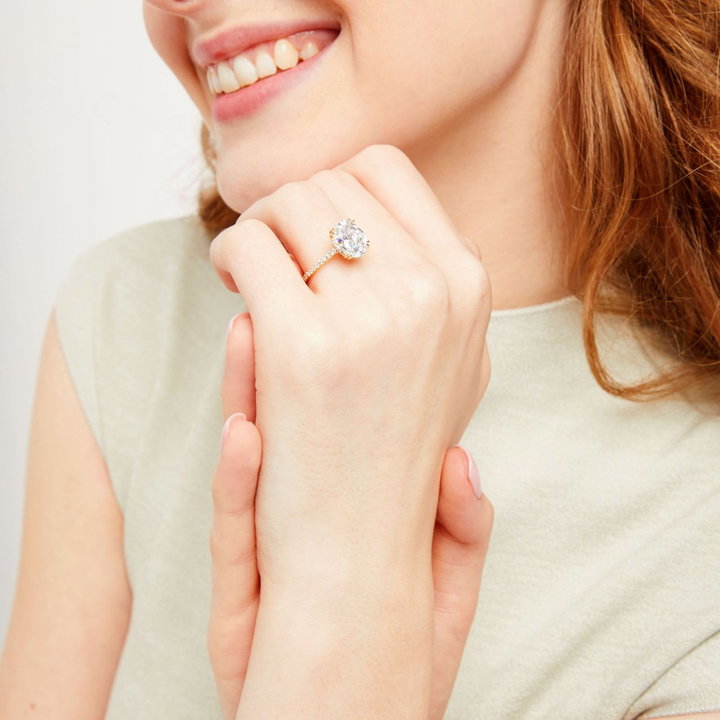 Cathedral Double Prong Engagement Setting by C. Gonshor In Yellow Gold 14K