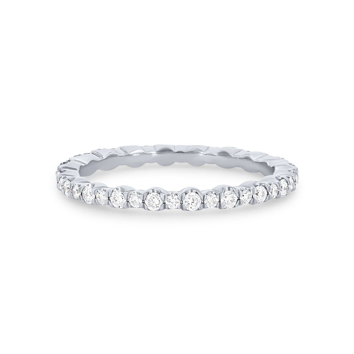 Alternating Round Diamond Eternity Wedding Band In White Gold 14K