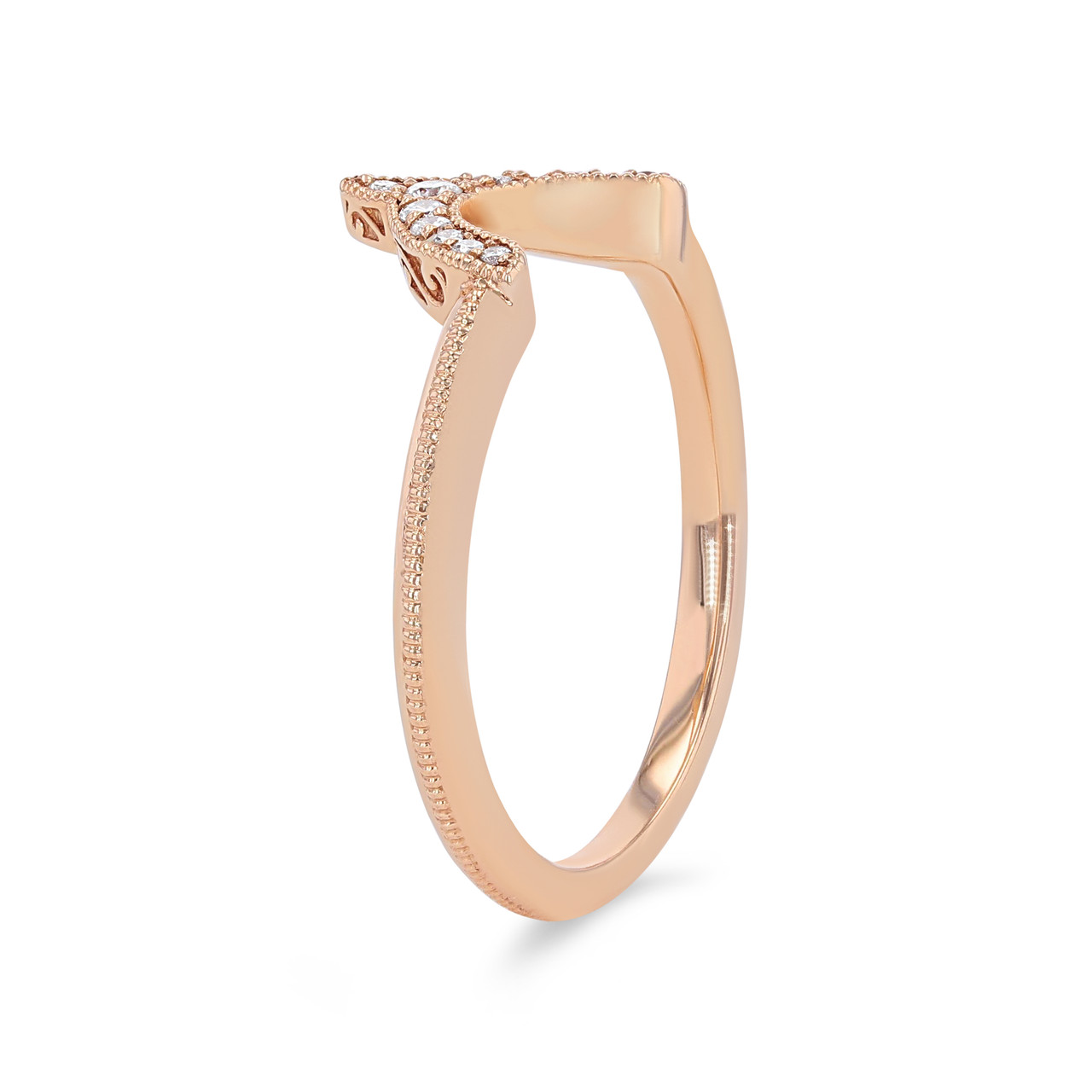 Contour Diamond Milgrain Wedding Band
