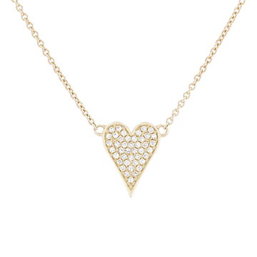 Pave Diamond Heart Pendant In Yellow Gold 14K