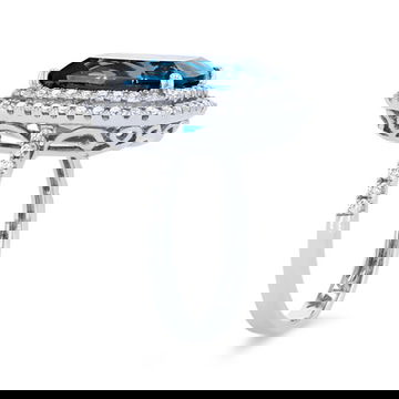Double Halo London Blue Topaz Ring