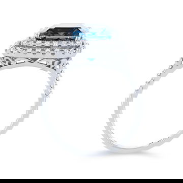 Double Halo London Blue Topaz Ring