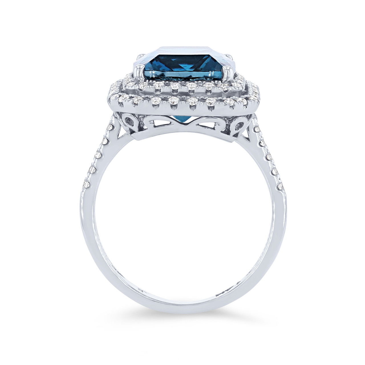 Double Halo London Blue Topaz Ring