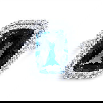 Double Halo London Blue Topaz Ring
